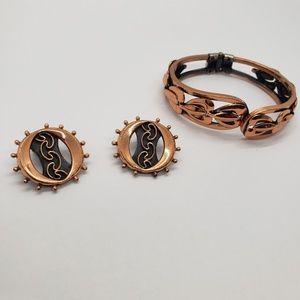 Copper Renoir Clip Back Earrings & Bracelet